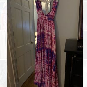 Maxi dress, new w/ tags, S, open back, tie dye